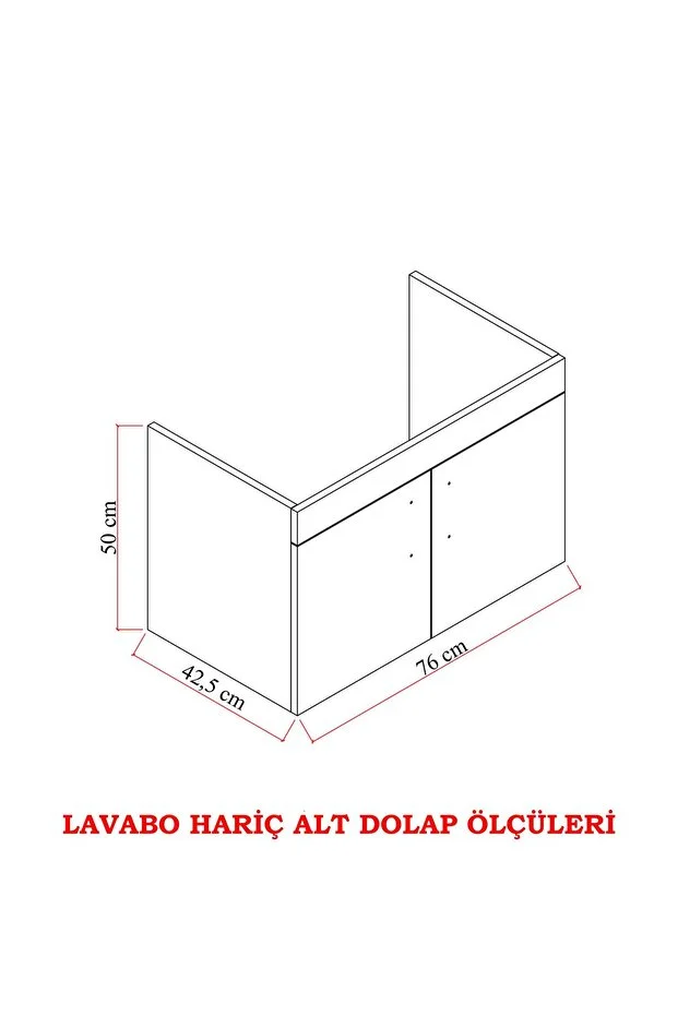 Ege 80 Cm Lavabolu Alt Banyo Dolabı, Kapaklı Banyo Alt Dolabı,seramik Lavabo Dahil